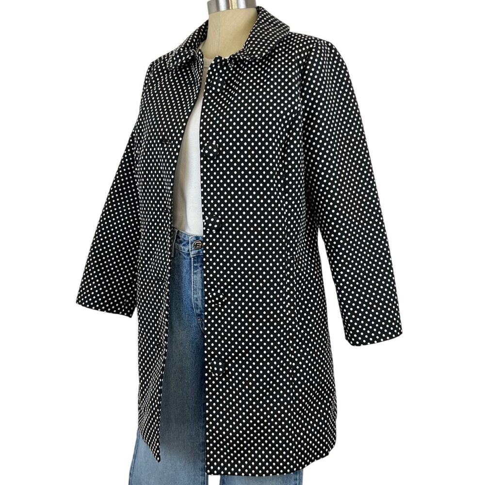 Lauren Conrad Women's Polka Dot Button Front Long Jacket (Sz 12)